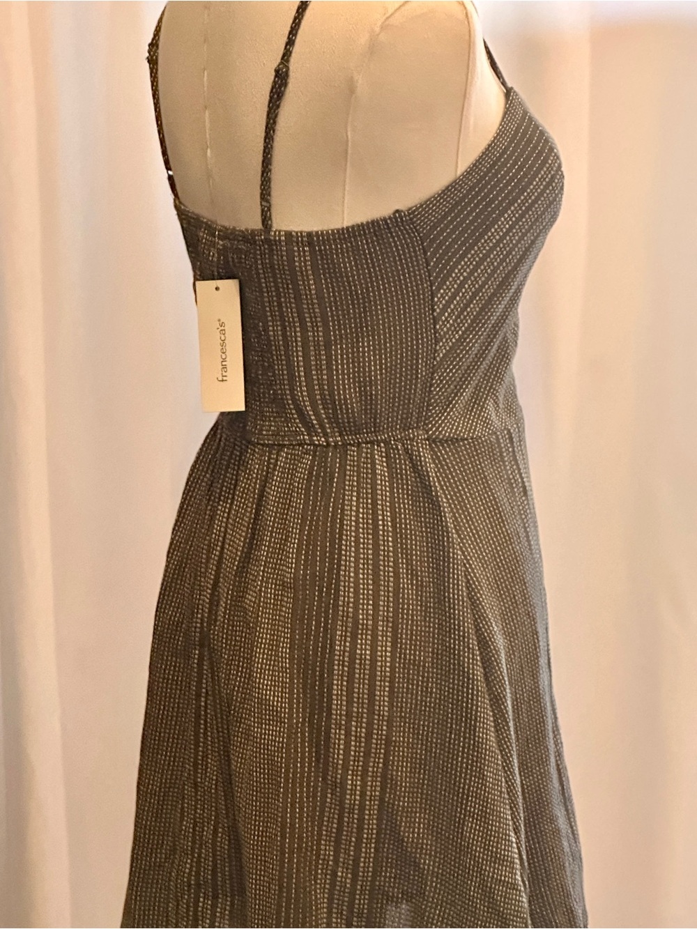 Francesca's Olive Green Cotton Cami Dress NWT Size Small Adjustable Straps - Picture 7 of 10